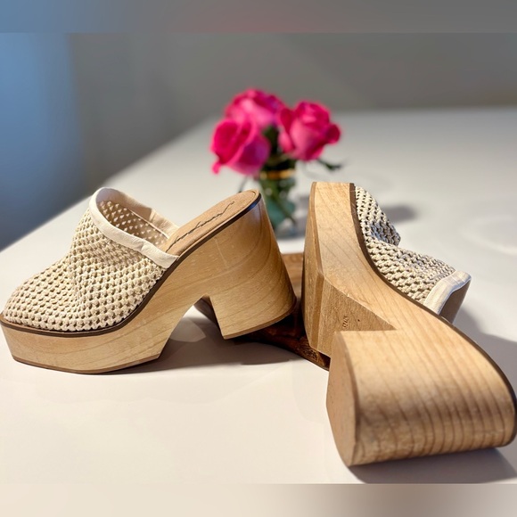 Free People Shoes - Free People Coastal‑Chic Woven Mules | Wood Heel Boho Slip‑Ons
